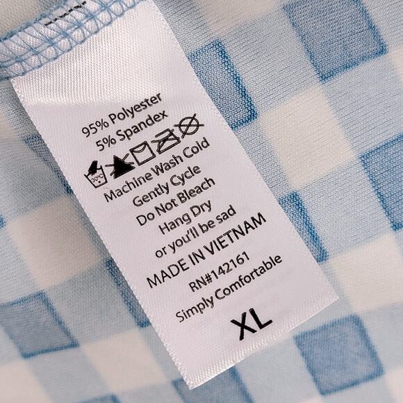 LuLaRoe Dani Tank Dress XL Blue White Gingham Scuba Maxi Summer Picnic Retro - Picture 5 of 8